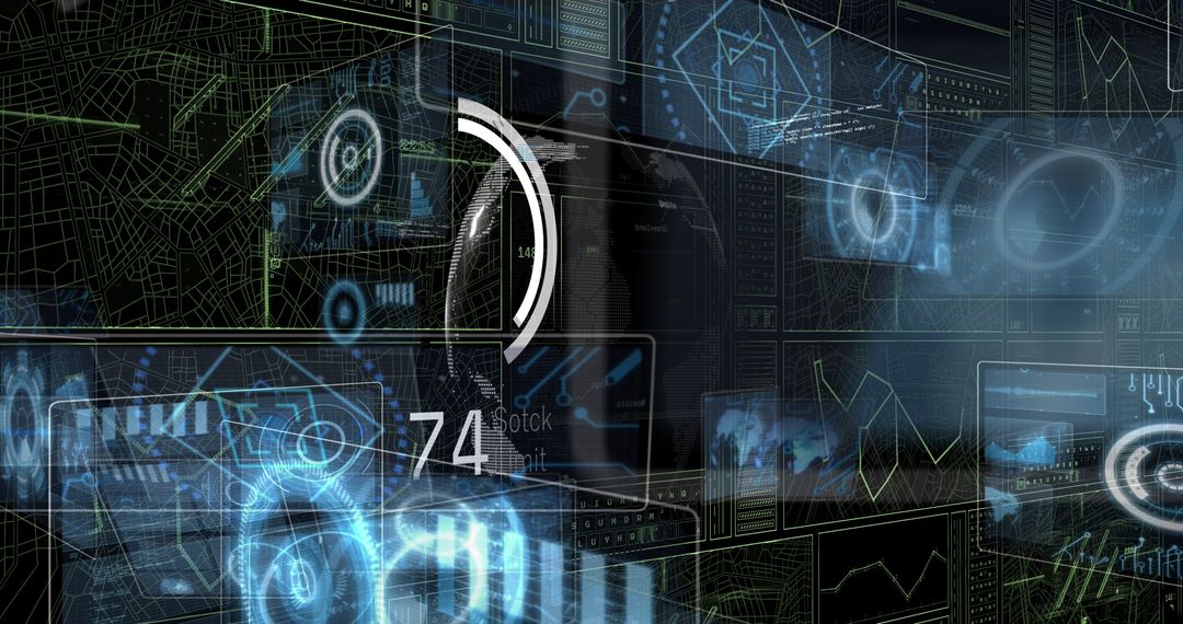 Futuristic Digital User Interface Display in Global Technology Design