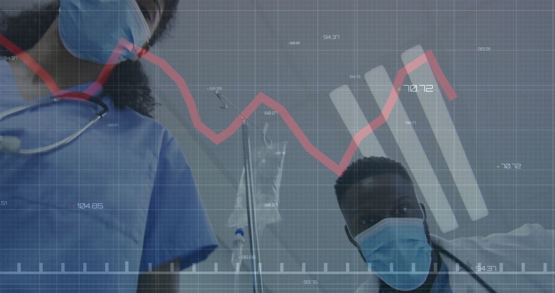 Healthcare Professionals Analyzing Patient with Data Overlay