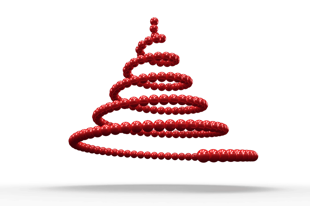 Red Spiral Christmas Tree with Beaded Design Transparent Background