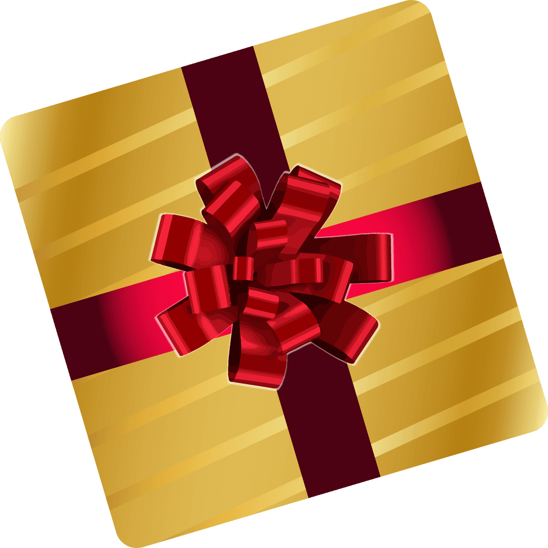 Luxurious Gift Box with Red Satin Bow on Transparent Background