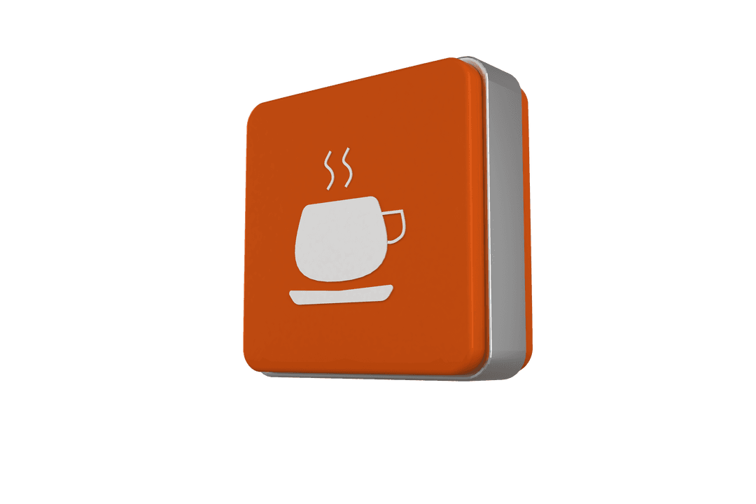 Orange Square Coffee Icon with Transparent Background
