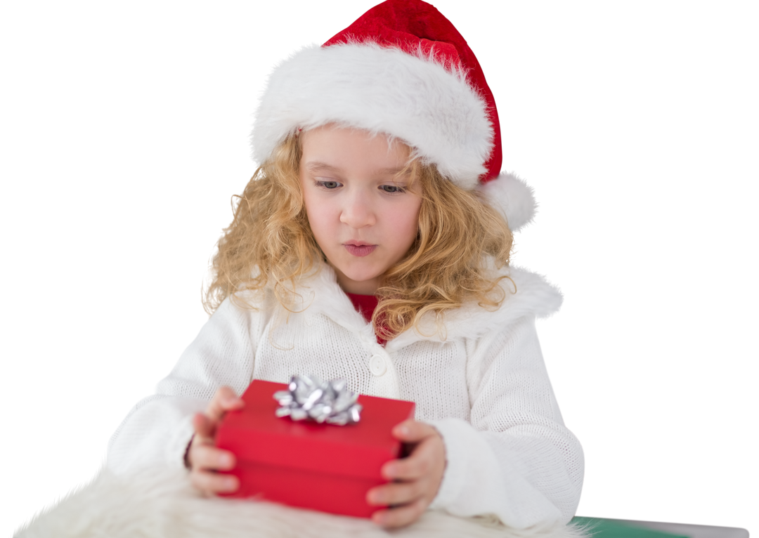 Curious Child Santa Hat Holding Gift Transparent Background - Download Free Stock Images Pikwizard.com