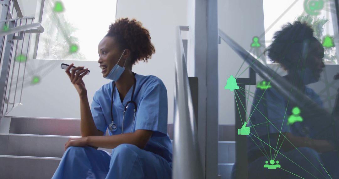 Innovative Female Doctor Communicating in Digitally Connected World