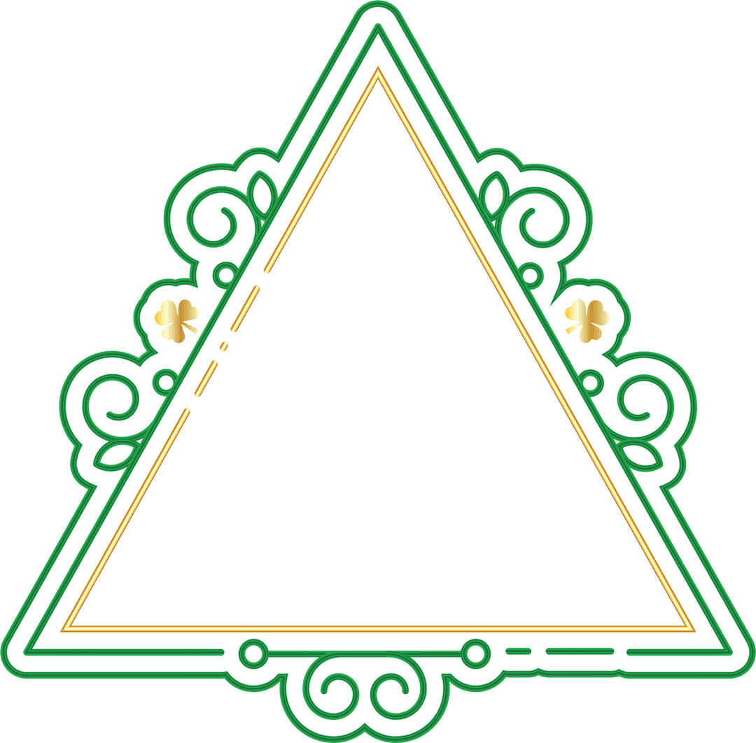 Green Triangle with Clovers on Transparent Background for St Patrick's Day