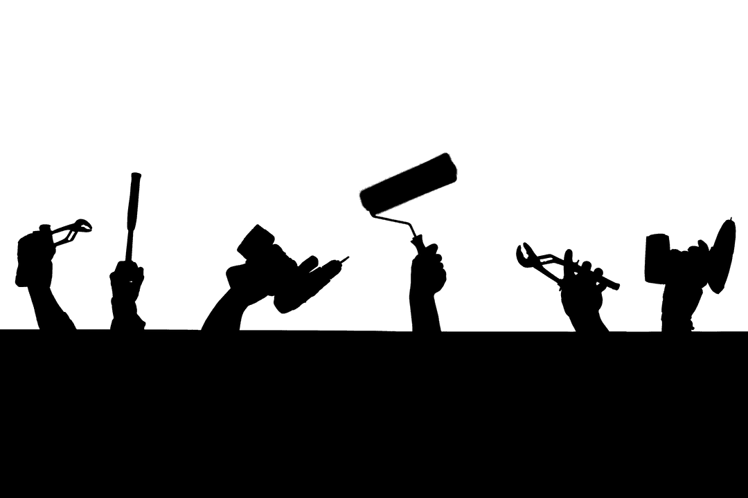 Hand Silhouette Holding Tools on Transparent Background