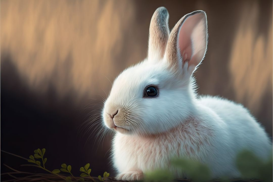 Portrait of cute rabbit and plants on black background, created using generative ai technology - Free Images, Stock Photos and Pictures on Pikwizard.com