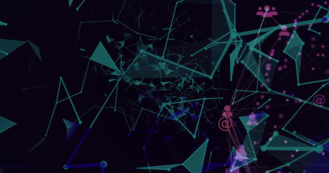 Abstract Digital Network with Geometric Patterns and Icons