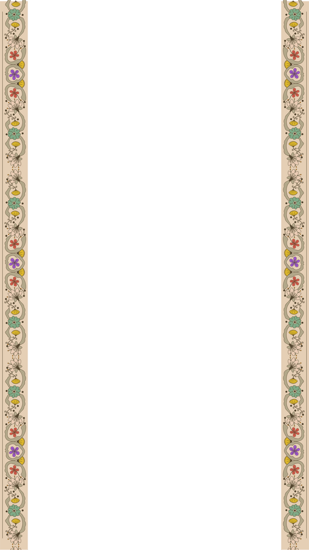 Transparent Ornate Symmetrical Floral Frame with Pastel Borders