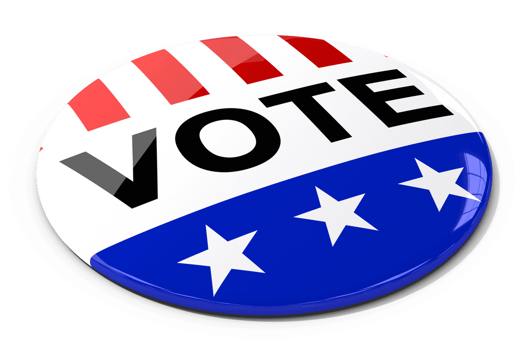 Transparent Election Vote Badge Button with Stars and Stripes