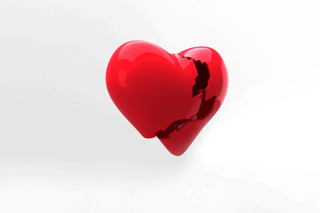 Transparent Shiny Red Heart with Crack Illustration