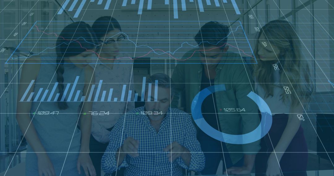 Collaborative Business Team Analyzing Data in Modern Setting