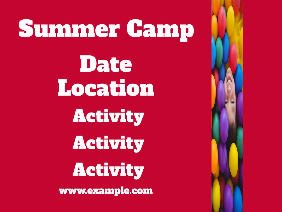 Summer Camp Announcement with Colorful Balloons