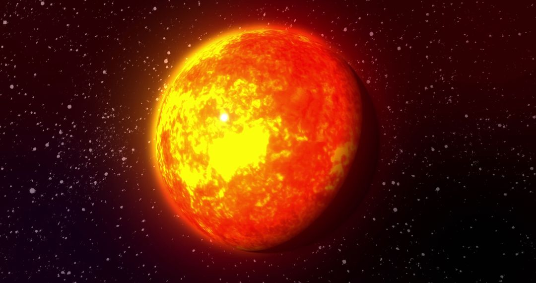 Glowing Orange Planet in Vast Galactic Space