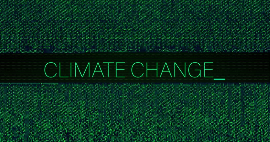 Digital Glitch on Climate Change Theme in Green