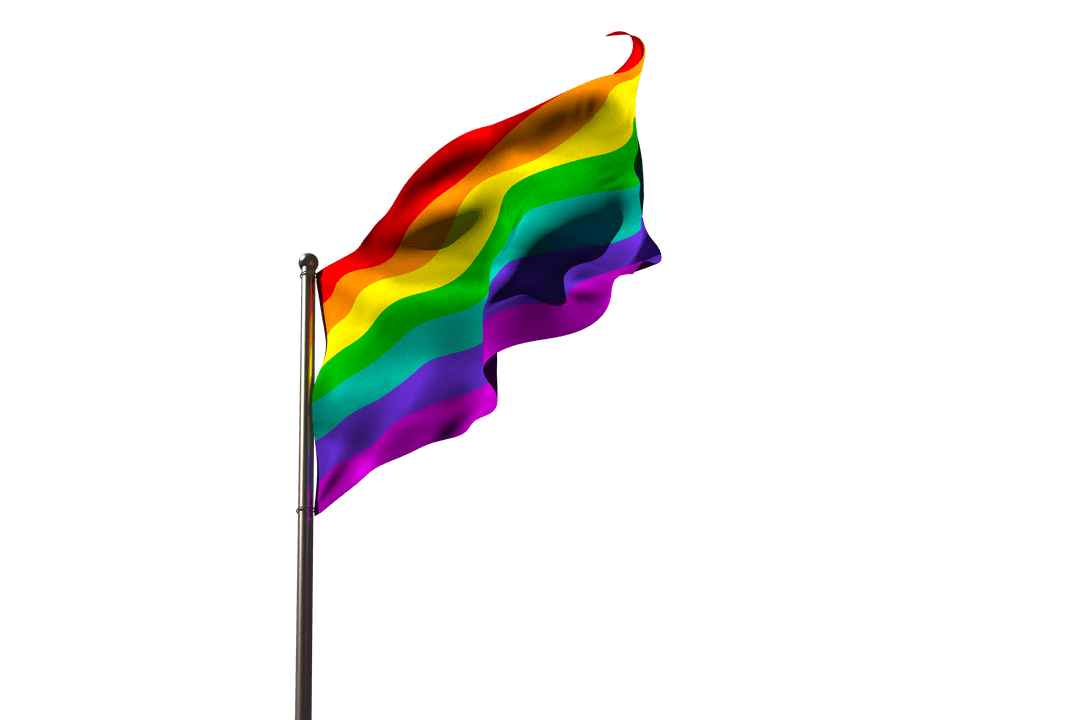 LGBTQ Rainbow Flag Waving with Transparent Background