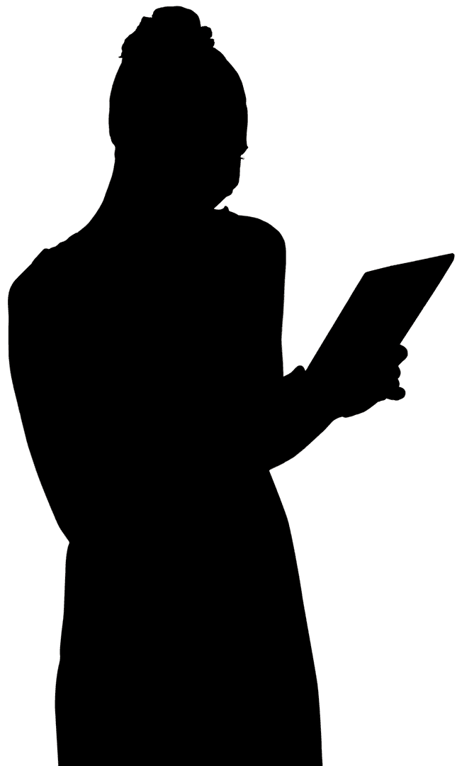 Transparent Silhouette of Woman with Tablet for Tech Concepts