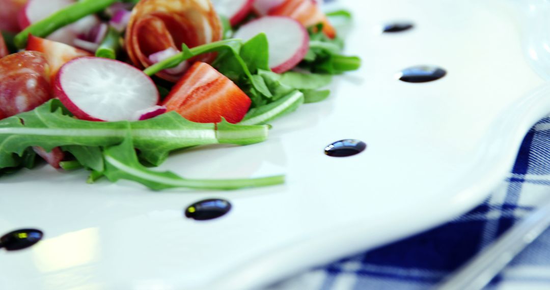 Fresh Salad with Arugula and Radishes on White Plate - Free Images, Stock Photos and Pictures on Pikwizard.com