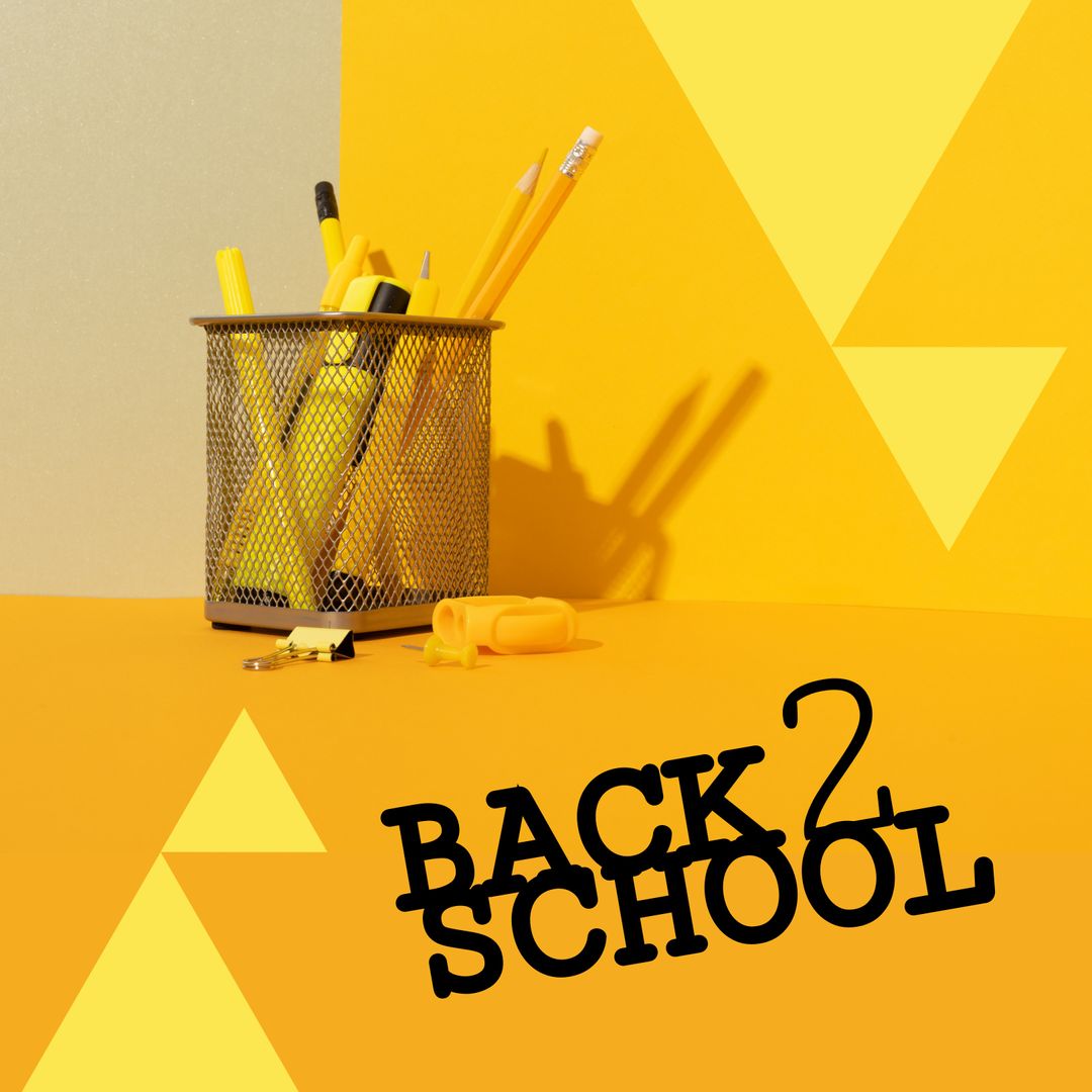 Bright Yellow Back to School Design with Supplies and Text - Download Free Stock Templates Pikwizard.com