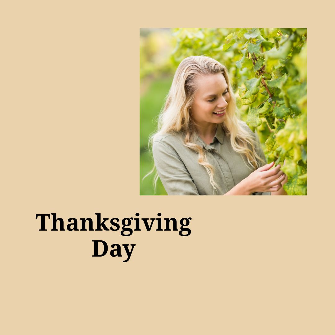 Smiling Woman Harvesting Grapes in Vineyard
