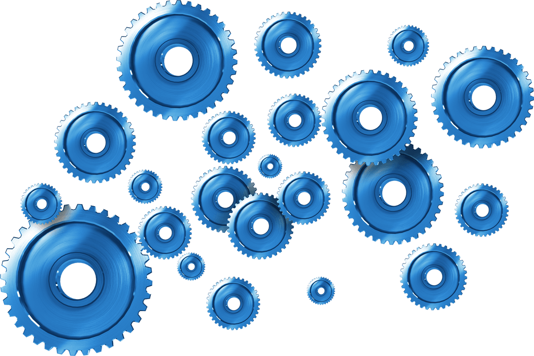 Blue Gears Transparent Background Symbolizing Connection