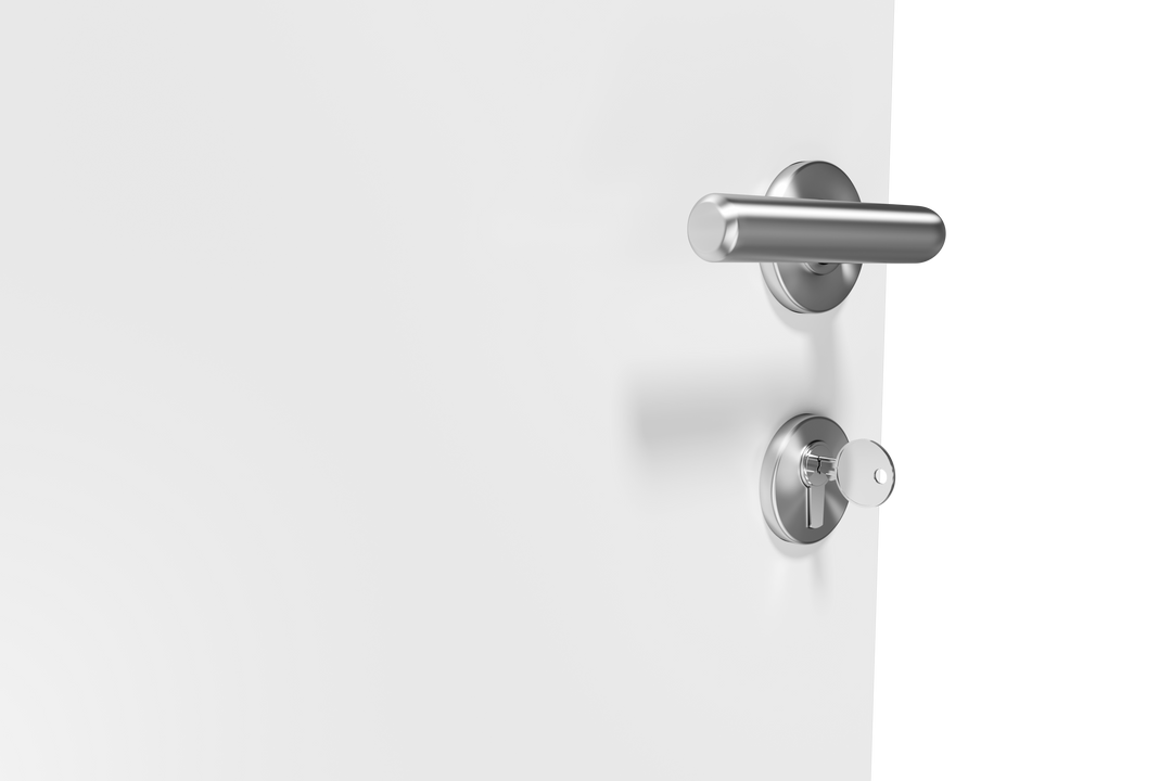 Closeup of Modern Stainless Steel Doorknob and Lock on Transparent Background - Download Free Stock Images Pikwizard.com