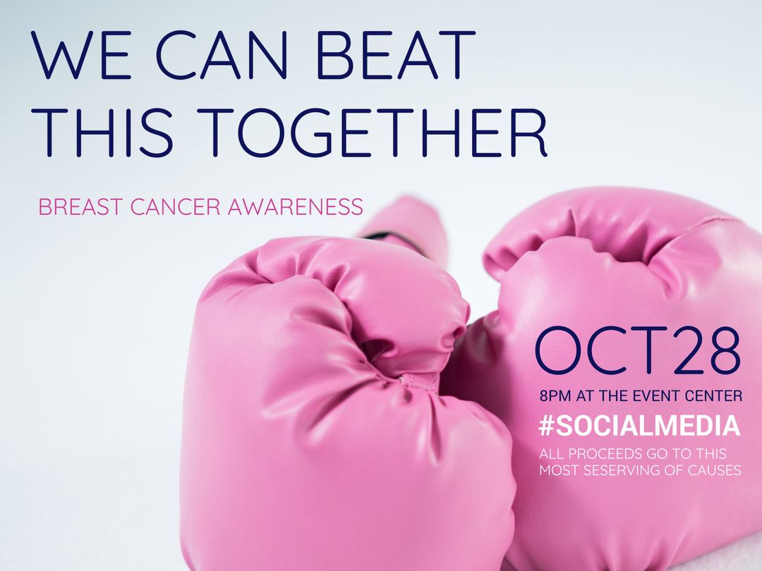 We Can Beat This Together – Breast Cancer Awareness Event Promotion - Download Free Stock Templates Pikwizard.com