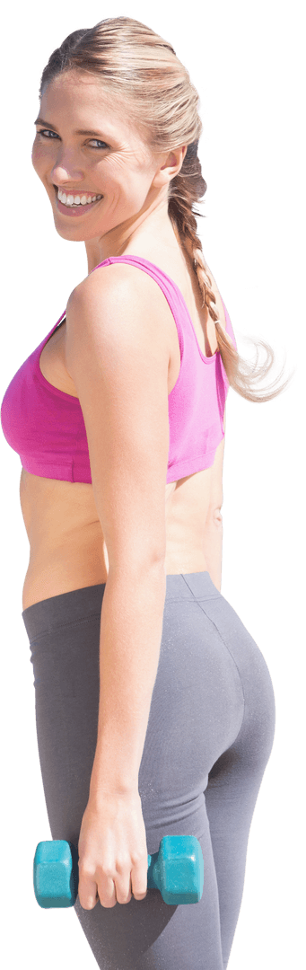 Caucasian Woman Holding Weights Transparent Background