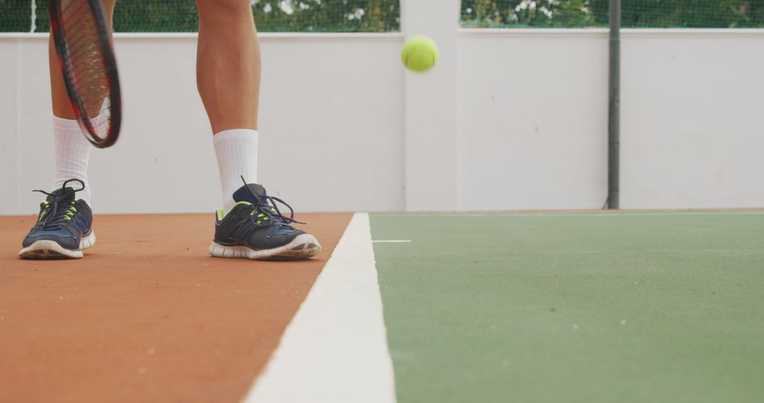 Close-Up of Tennis Player's Feet about to Serve on Court - Free Images, Stock Photos and Pictures on Pikwizard.com