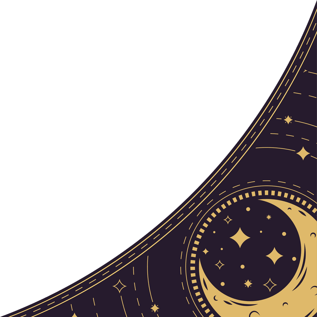 Golden Crescent Moon and Stars on Transparent Cosmic Background
