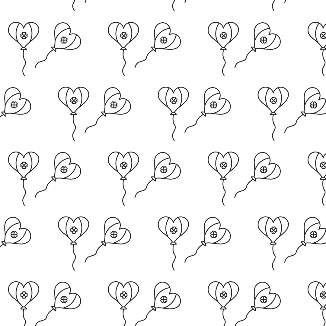 Heart Balloons Seamless Pattern Transparent Background
