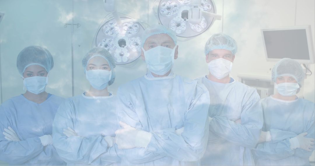 Confident Medical Team in Operating Room Embracing Teamwork