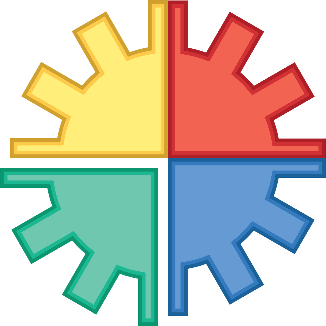 Four-Color Gear Illustration on Transparent Background