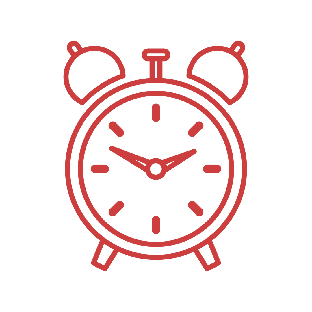 Red Alarm Clock Vector Illustration with Transparent Background