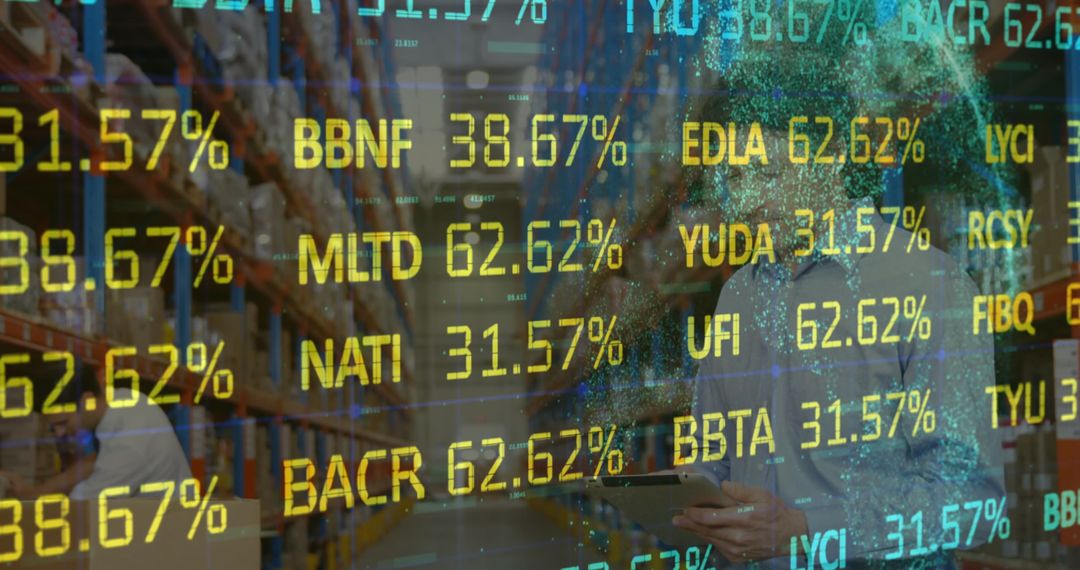 Financial Data Overlay on Warehouse Worker Using Tablet
