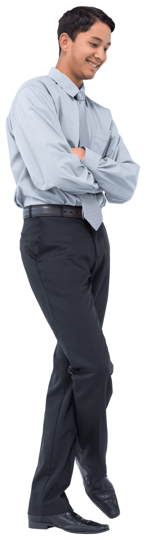 Joyful Biracial Businessman Standing in Confident Pose on Transparent Background