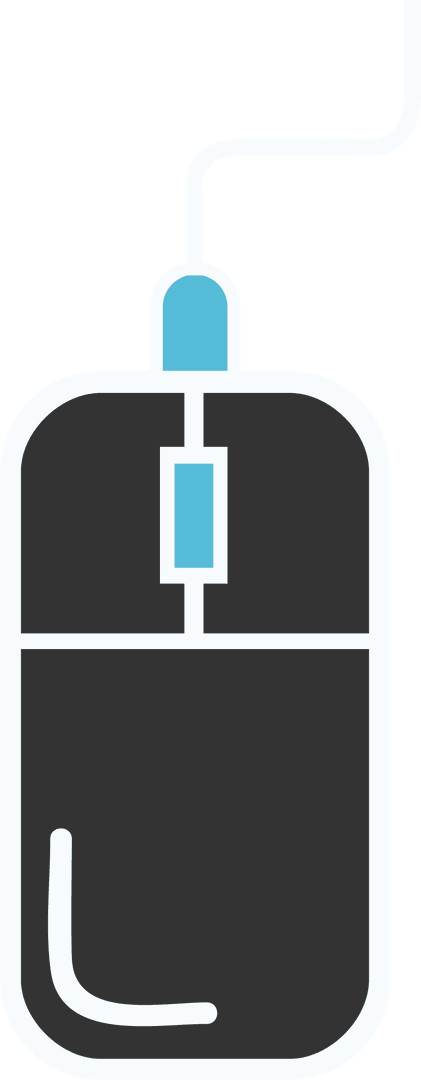 Digital Illustration of Black and Blue Computer Mouse on Transparent Background