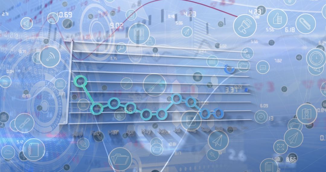 Futuristic Data Visualization with Digital Graphs and Icons