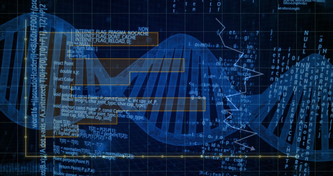 Digital DNA Strand with Futuristic Data Code Integration