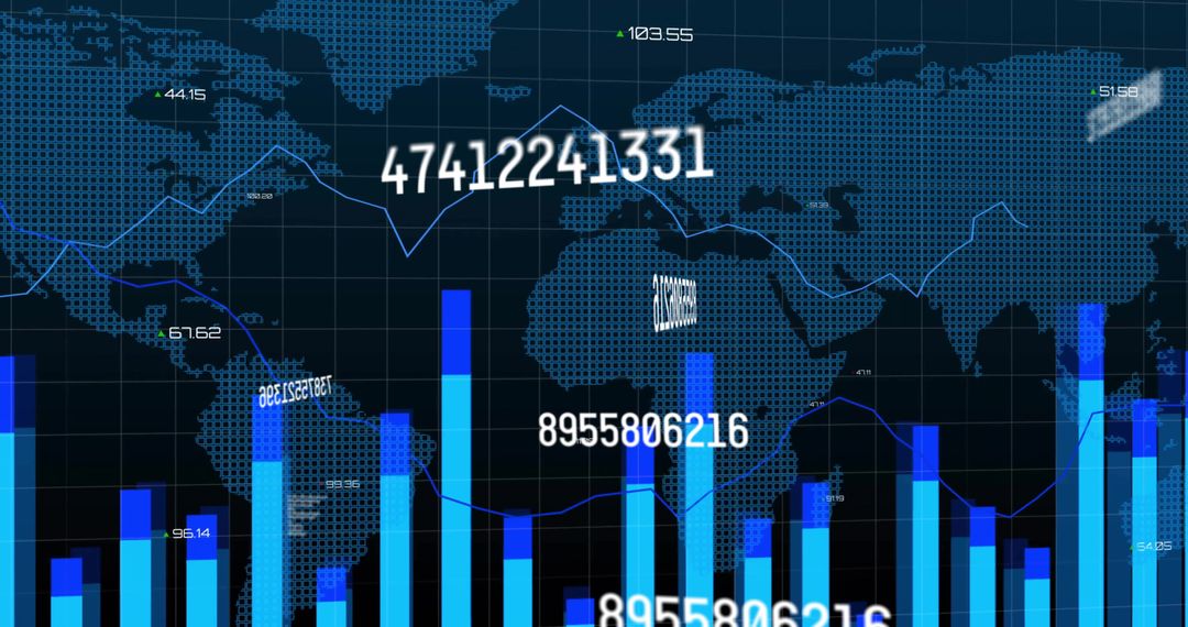 Global Financial Data Visualization with Blue Graphs and Charts