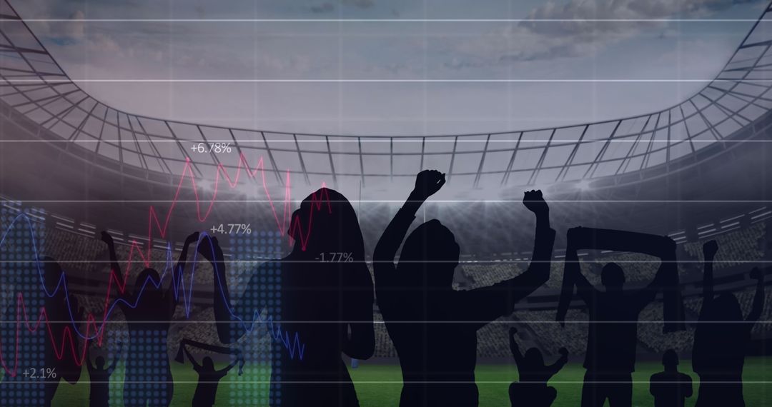 Cheering Fans and Financial Graphs Merge at Stadium