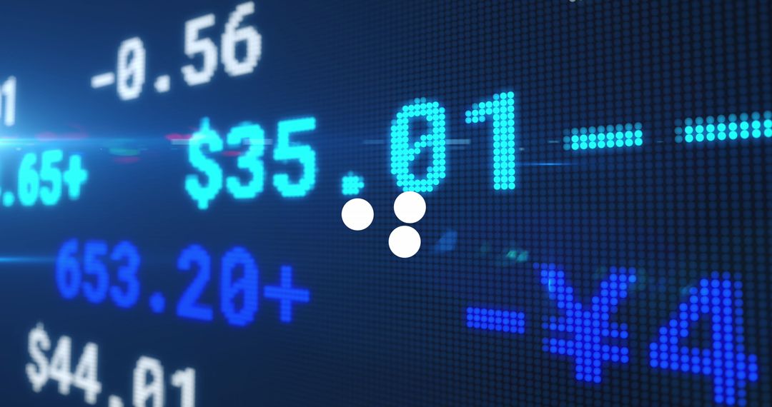Digital Stock Market Display with White Circles Overlay