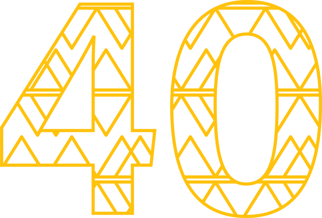 Yellow Patterned Number 40 on Transparent Background - Download Free Stock Images Pikwizard.com
