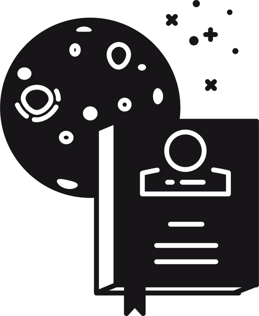 Transparent Illustration Knowledge Book and Moon Vector