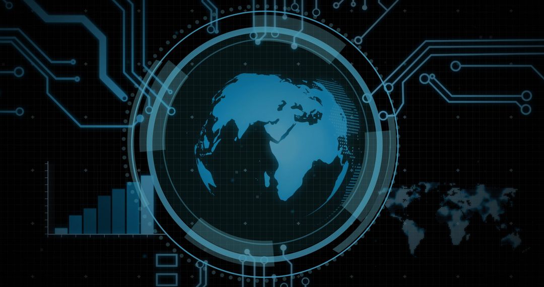 Futuristic Global Network Concept with Circuit Patterns