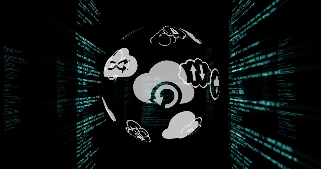 Digital Globe with Social Icons and Data Streams