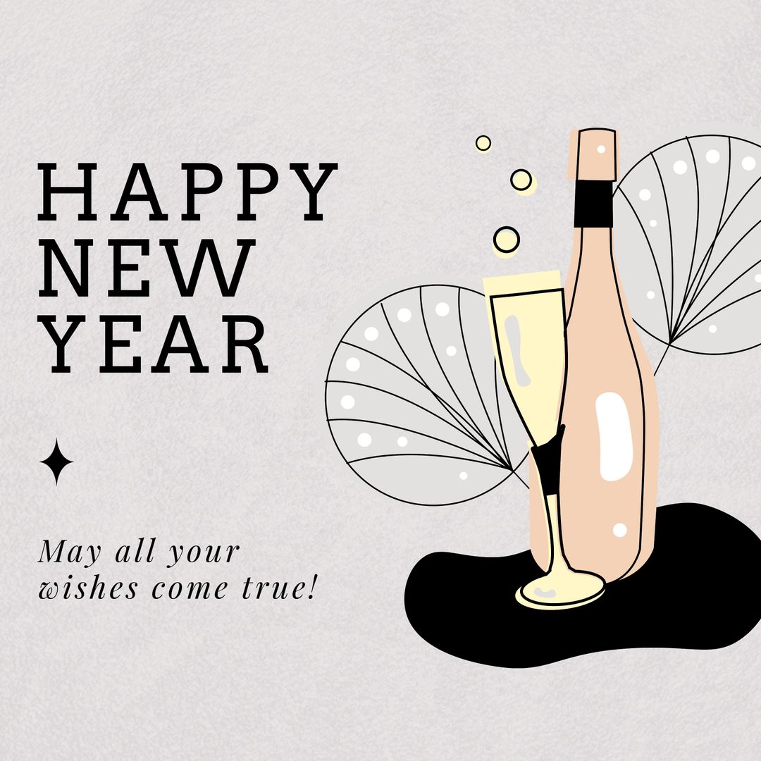 New Year Celebration Concept with Champagne and Wishes