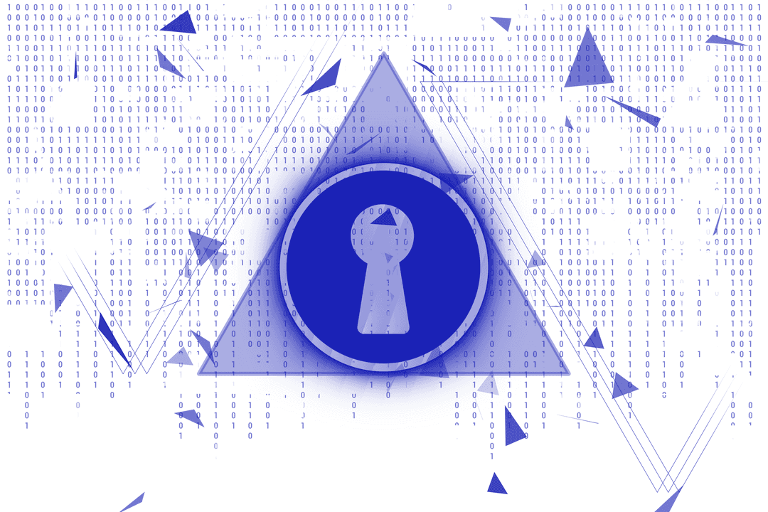 Transparent Keyhole in Triangle with Binary Data for Digital Security - Download Free Stock Images Pikwizard.com