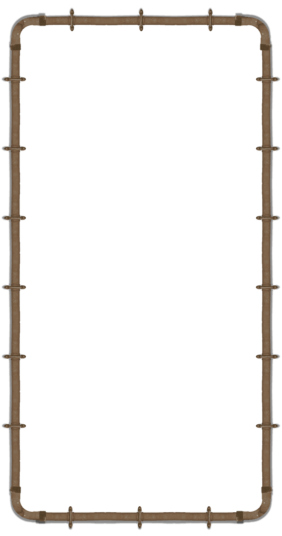 Rectangular Metal Pipe Frame on Transparent Background