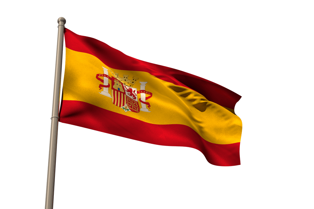Waving Flag of Spain on Transparent Background