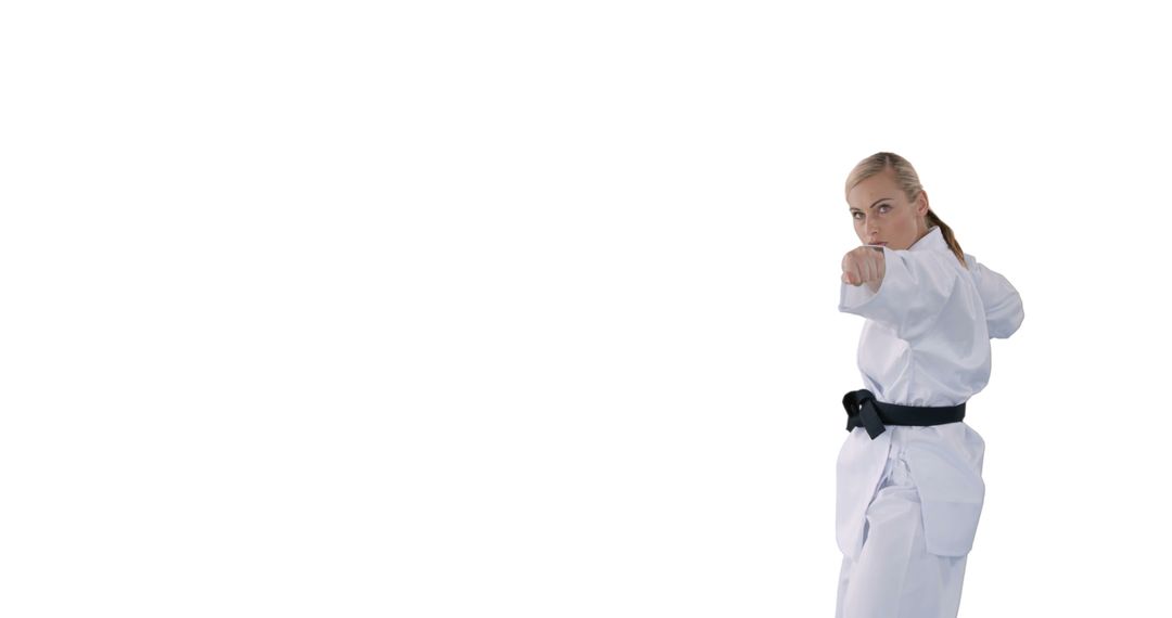 Female Martial Artist Practicing Karate in White Gi - Free Images, Stock Photos and Pictures on Pikwizard.com